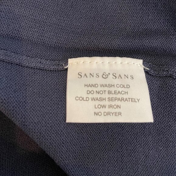 Sans & Sans from Singapore 3/4 Slv Crew Neck Knit Tunic Front Slit Blue Sz S/M - Picture 12 of 14